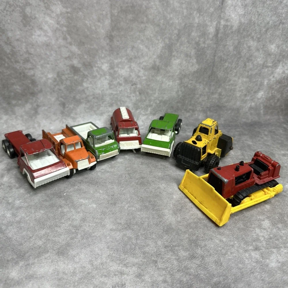 Tootsie Toy Truck Lot Metal Die Cast Chicago Dozer Roller Pick Up Red Green 1970